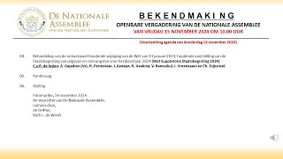 15 NOVEMBER 2024  OPENBARE VERGADERING VAN DE NATIONALE ASSEMBLEE [upl. by Voe]