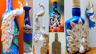 7 Peacock Design Bottle Art  Unique Bottle Art [upl. by Varini]