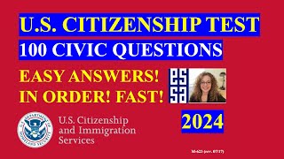 Citizenship Questions 2024 In Order 100 Civics Questions and Answers Fast Easy Answer [upl. by Dynah]