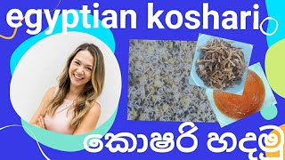 How to make egyptian koshari rice කොෂරි හදමු  Brown lentil amp pasta dish  easy koshari recipe [upl. by Lynnet444]