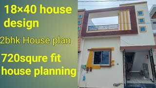 18×40 House design 2bhk house planing 720 squre fit house planning 18× 40 makan kese banaye 2bhk [upl. by Adal]