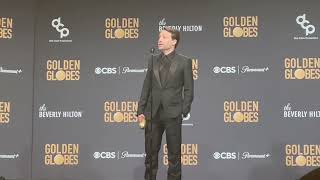 Kieran Culkin Best TV Drama Actor Succession 2024 Golden Globes press room [upl. by Aihsilef]