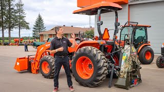 Customer Kubota MX6000 Tractor and Wallenstein FX85 Skidding Winch [upl. by Aprilette]