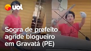 Sogra do prefeito agride blogueiro com barra de ferro em Gravatá PE veja vídeo [upl. by Norean]