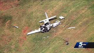 Person in critical condition after plane crashes into Oklahoma City highway [upl. by Adahsar940]