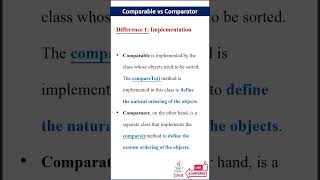 Difference between Comparable and Comparator java techinterviews interviewpreparation javascript [upl. by Ltney]