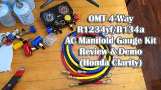 OMT R1234yf 4Port AC Manifold Gauge Kit Review Honda Clarity AC Recharge [upl. by Nawiat]