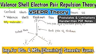 VSEPR Valence Shell Electron Pair Repulsion Theory  Chemical Bonding BSc1st Year Notes [upl. by Eixid933]