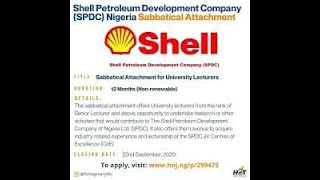 Shell Nigeria Sabbatical Attachment for University Lecturers 2025 [upl. by Stalder]