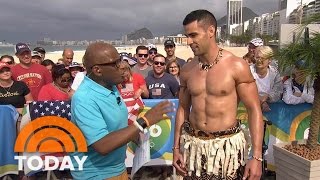 Meet Tonga’s Oiled Olympic Flag Bearer Pita Taufatofua  TODAY [upl. by Nylodnewg]