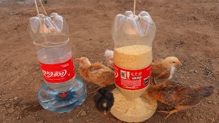 COMO HACER COMEDERO Y BEBEDERO PARA POLLOS POLLITOS Y GALLINAS con botellas de plástico Reciclado [upl. by Ximenes]