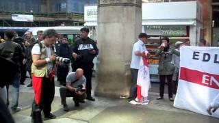 EDL protest march at Liverpool Street station 03092011 [upl. by Toolis]