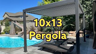 Mirador Full Aluminum Louvered Pergola Installation and Review  10x13 Mirador 111DA Charcoal [upl. by Rma]