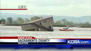 Barge Carrying House Stuck Near Isleton [upl. by Beitris]