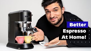 How To Make Better Coffee on Home Espresso Machine DeLonghi Dedica EC685 Tutorial [upl. by Sholeen]