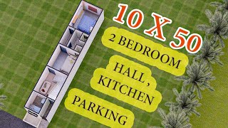 10x50 best row house planning ll 2 Bedroom [upl. by Necyla]