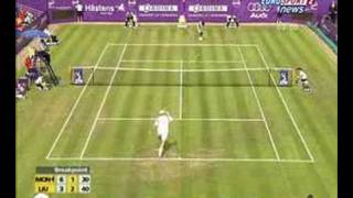 Ljubicic vs Monfils Hertogenbosch funny serve [upl. by Olnek431]