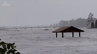 Major flooding to NC towns on Pamlico River from Hurricane Florence [upl. by Arundel]