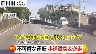 【独自】なぜ？突然歩道に侵入し斜面に激突…バックで車道に戻る 埼玉・狭山市 [upl. by Krug163]