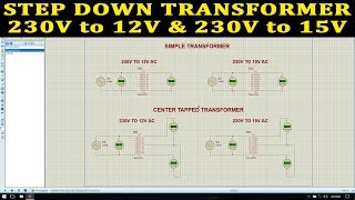 PROTEUS  230V TO 12V TRANSFORMER STEPDOWN TRANSFORMER 12V TRANSFORMER DESIGN AND SIMULATION [upl. by Jeffrey]