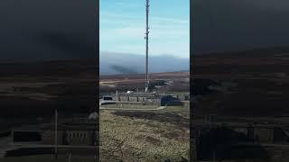 Drone Video footage of Holme Moss Looking towards Holmfirth and Huddersfield in the Holme Valley [upl. by Tayib639]