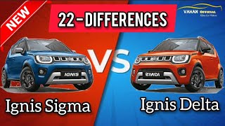 Ignis Sigma vs Delta 2021  Detailed Comparison of Base Models in Hindi  Vahan Official [upl. by Bill]