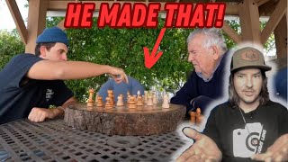 Incredible artist builds his Grandpa a custom Chess board  Reacts [upl. by Seuqramed673]