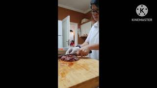 marinating and cooking beef shawarma [upl. by Hike]