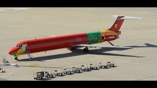 great sound Danish MD83 push back taxiing and take off runway 28 at ZRH [upl. by Ben]