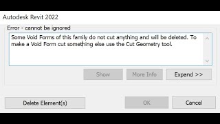 Error in Revit some void forms of this family do not cut anything and will be deleted [upl. by Ahsitil170]
