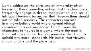 Summary and analysis of On the Artificial Comedy of the Last Century by Charles Lamb [upl. by Nawoj]