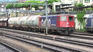 ► Güterverkehr auf der Lötschberg Achse 080612 Swiss freight trains [upl. by Halilahk]