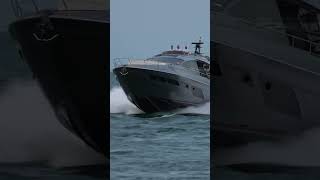 Pershing 8X yacht enters at full speed Haulover inlet [upl. by Nimref761]