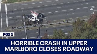 Multivehicle crash blocks several lanes in Upper Marlboro [upl. by Nosnej]