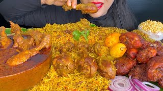 ASMR EATING SPICY CHICKEN BIRYANICHICKEN CURRYRAITACHICKEN LEG PIECE BIRYANI EATING [upl. by Louise]