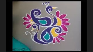 53 Peacock rangoli designs with dots  Mayil kolam rangoli deisgns [upl. by Oicul]