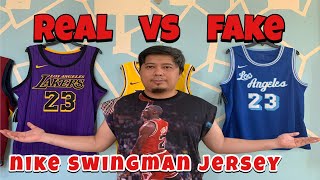 HOW TO SPOT A FAKE NIKE SWINGMAN NBA JERSEY  NEW FAKE HEAT PRESSED VERSION  REAL VS FAKE [upl. by Emlynn]