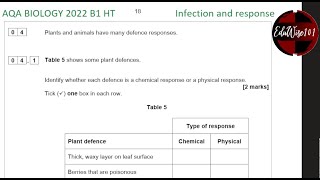 AQA GCSE Biology 2022  Paper 1 Q4 Higher Tier Past paper Question Revision Infection amp Response [upl. by Naivaj783]