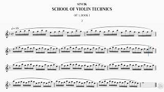 《SEVCIK SCHOOL OF VIOLIN TECHNICS OP 1 BOOK 1》Exercise 3  Part 3 16th Note ♩15 wt MM [upl. by Kassia]