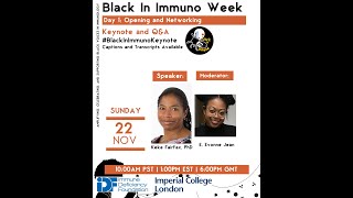 Black In Immuno Week 2020 Opening Keynote with Dr Keke Fairfax [upl. by Eeclehc897]