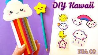 DIY Kawaii  Como fazer Ideias fofas Dia 02 Material escolar [upl. by Annaujat45]