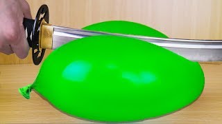 KATANA BLADE VS WATER BALLOON THAT NEVER POPS IMPOSSIBLE CHALLENGE [upl. by Intyrb]