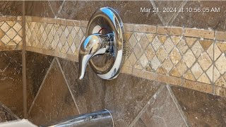 Complete steps to replace cartridge for a leaking Moen shower [upl. by Ahselef615]