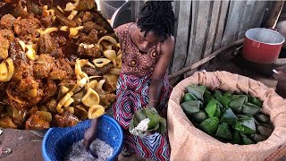 Ofada rice and Ayamase Stew With Lots Of Meat  Best Nigeria Local Street food [upl. by Ahab]