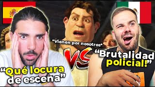 🇪🇸 2 ESPAÑOLES REACCIONAN AL DOBLAJE LATINO VS ESPAÑOL 🇲🇽 DE SHREK 2 BRUTALIDAD POLICIALNoMeDuchoGT [upl. by Ornas585]