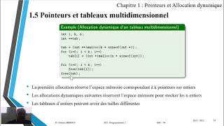 CoursTPPointeurs et Allocation dynamique Pointeurs et tableaux multidimensionnelProgrammation 2 [upl. by Janos]