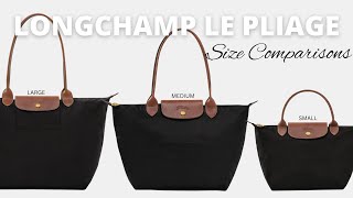 LONGCHAMP LE PLIAGE ORIGINAL TOTE SIZE COMPARISON  Small Medium amp Large [upl. by Huppert81]