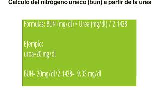 Calculo del nitrógeno ureico a partir de la urea Bun [upl. by Boice68]