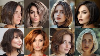 Layered Bob With Side Swept Bangs Blunt Bob Cut For Thin Hair Choppy Bob Haircut Trending Hairstyle [upl. by Nosredna]