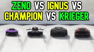 Gta 5 Zeno Vs Ignus Vs Krieger Vs Champion Speed Test Comparison [upl. by Ardnalac383]